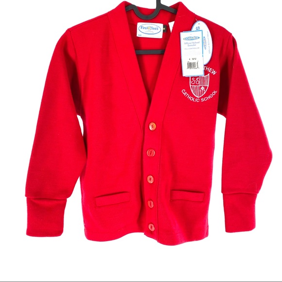 NWT Unisex Youth Red School Sweater - Picture 1 of 2